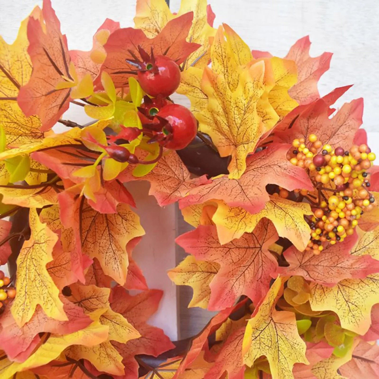 Halloween Decorations Festival Maple Leaf Wreath Pumpkin Wreath Thanksgiving Door Berry Pomegranate Patchwork Ornaments
