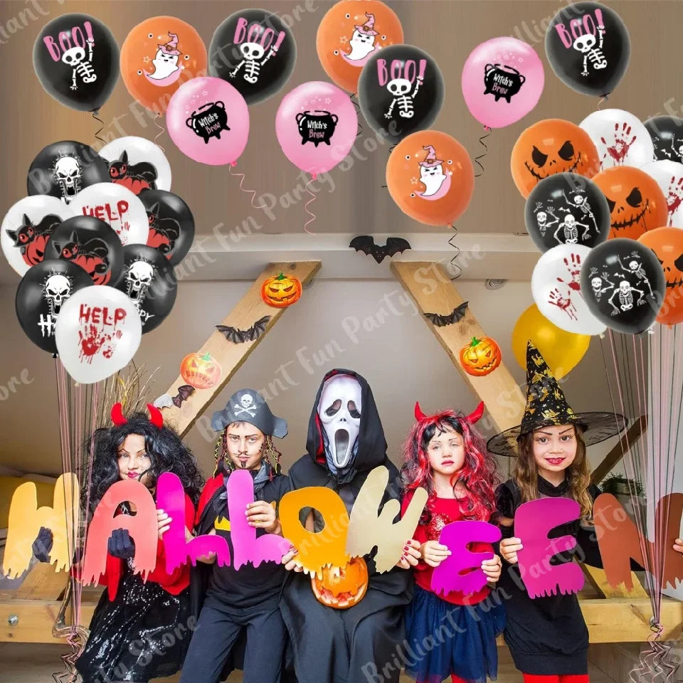 Halloween Balloons 12 Inch Black Orange White Pink Latex Balloon for Halloween Holiday Events Party Favors Supplies Decoration