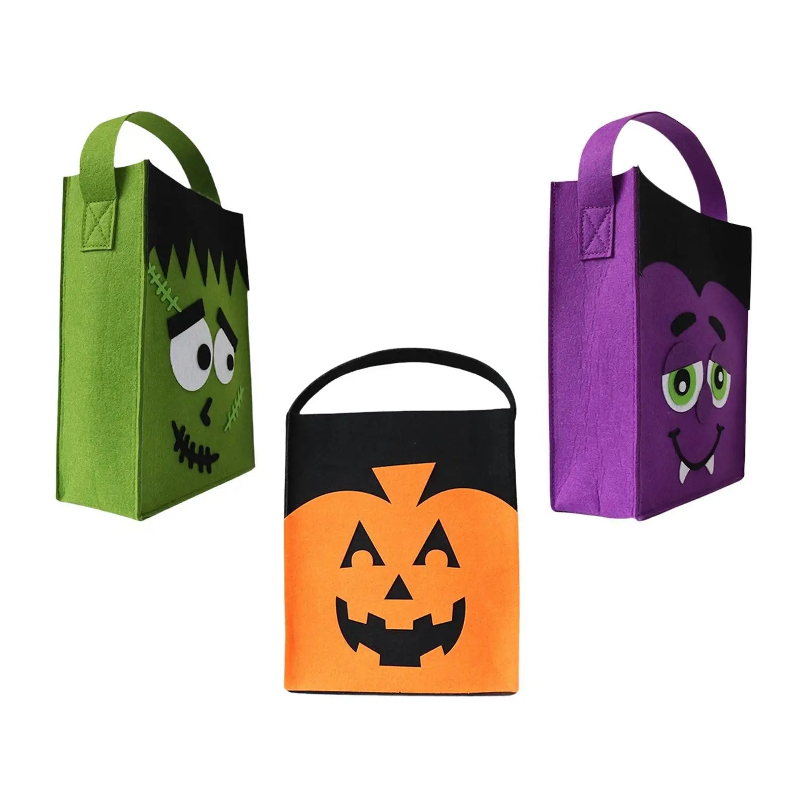 Halloween Trick or Treat Bag Candy Bag Reusable Party Supplies Carrying Bag Felt Tote Bag Gift Bag for Holiday Gifts Wrapping