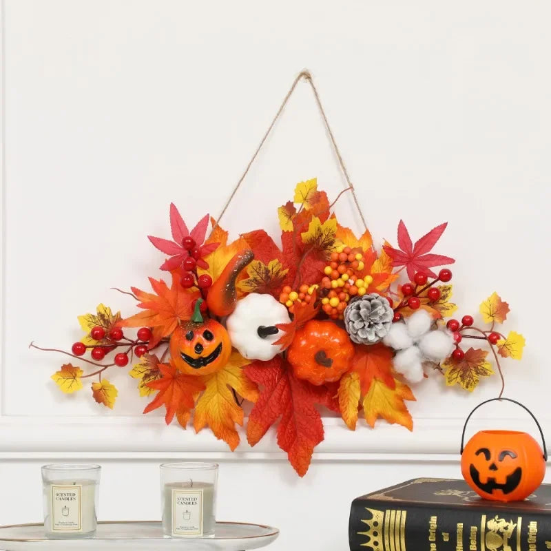 Halloween Decoration Maple Leaf Pumpkin Decorative Pendant Harvest Festival Wall Hanging Props Autumn Fall Decorations