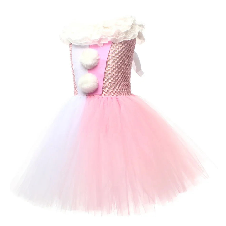 Halloween Costume For Kids Gray Girls Tutu Dress Kids Cosplay Scary Clown Costume Girl Carnival Masquerade Party Dress Up 2-12Y
