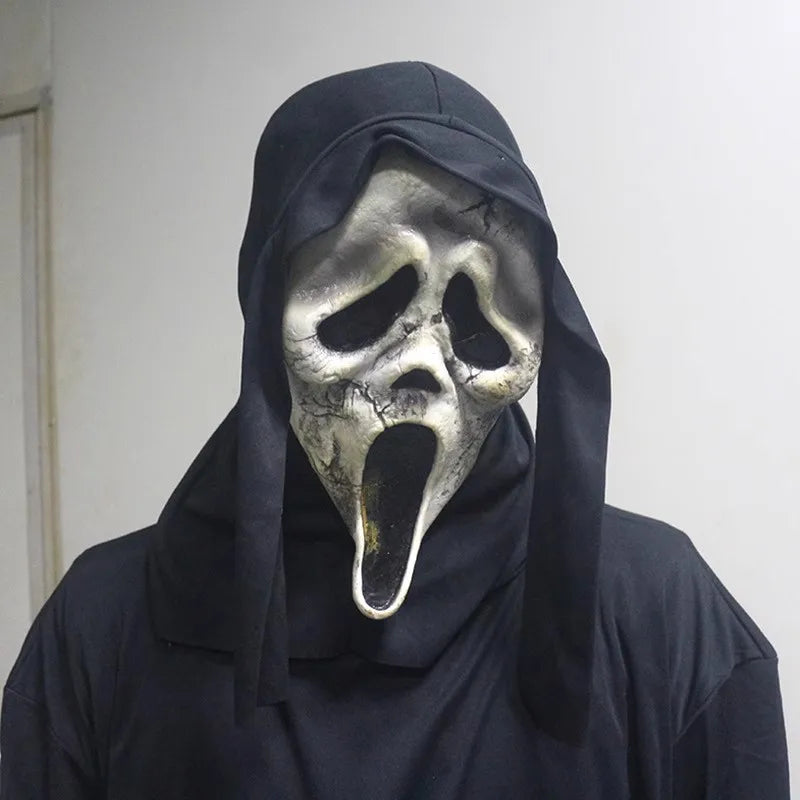 Halloween Ghost Face Mask Horror Death Scream DIY White Shriek Mask Grimace Holiday Dress Up Prank Holiday Halloween Decor Gift