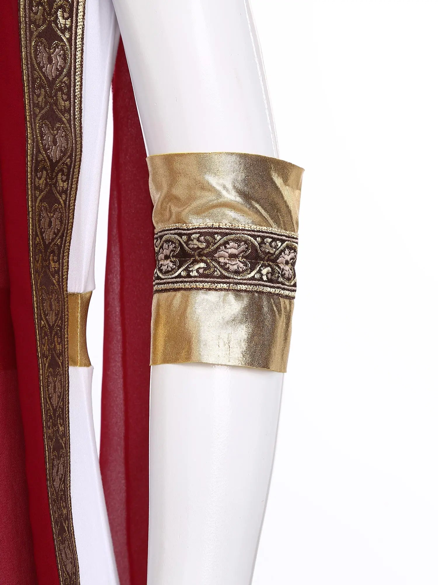 Kids Girls Halloween Ancient Greek Toga Classic Roman Carnival Cosplay Costume One Shoulder Embroider Robe with Removable Cuffs