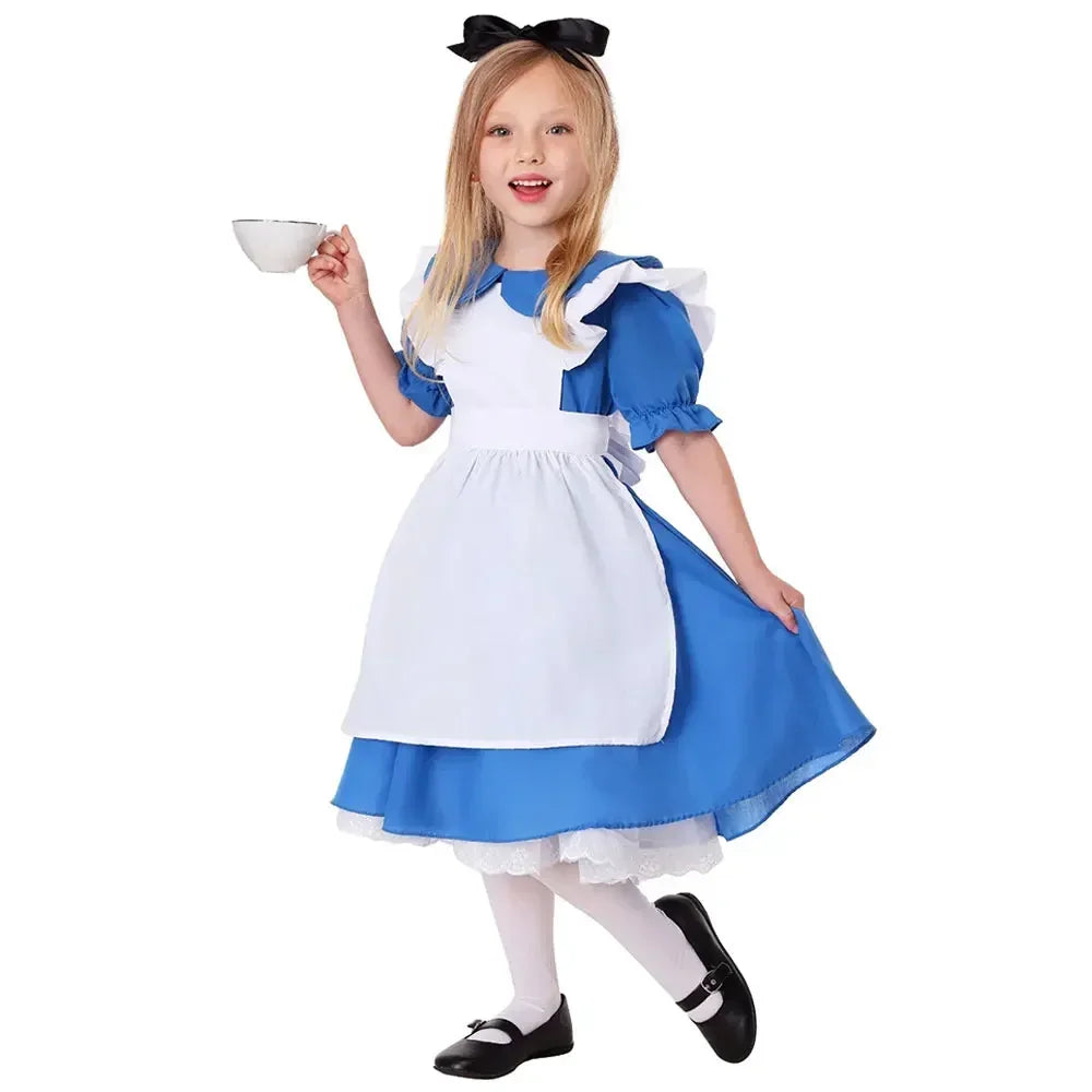 2025halloweenAlice in Wonderland Costume for Girls Kids Fantasias Maid Maid Cosplay Halloween Carnival Party Fancy Dress Up