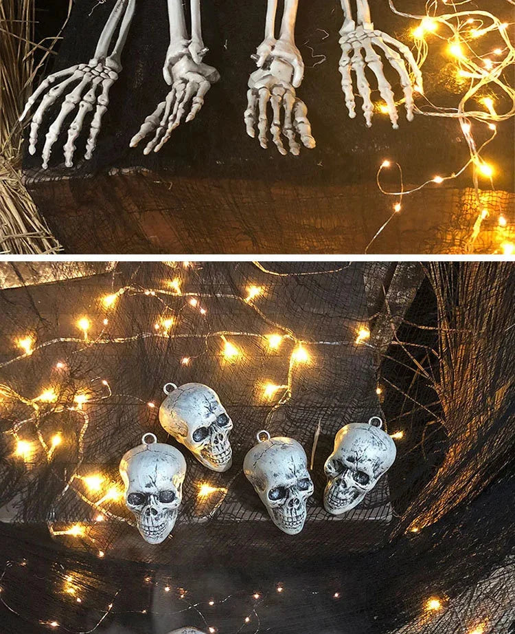 Halloween Skeleton Bones Simulation Plastic White Bone Decoration Set For Haunted House Graveyard Scene Escape Room Party Props