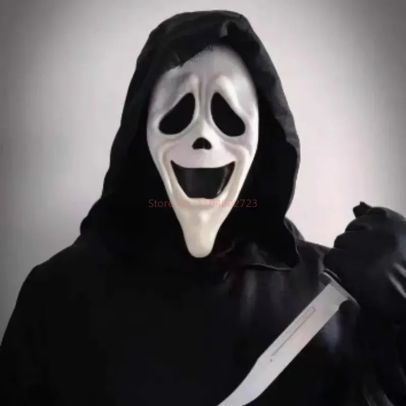 Halloween Ghost Face Mask Horror Death Scream DIY White Shriek Mask Grimace Holiday Dress Up Prank Holiday Halloween Decor Gift