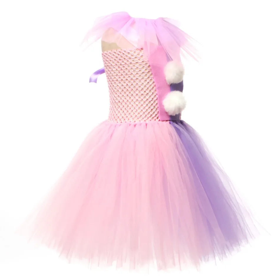 Halloween Costume For Kids Gray Girls Tutu Dress Kids Cosplay Scary Clown Costume Girl Carnival Masquerade Party Dress Up 2-12Y