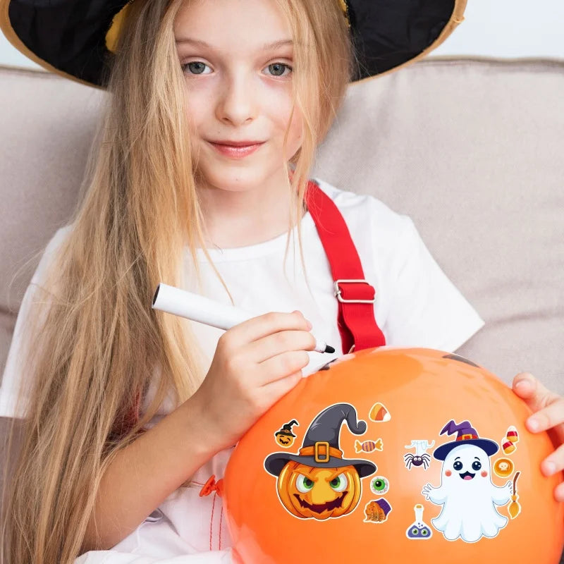 Halloween Party Games Stickers for Kids Make A Pumpkin/Skeleton/Ghost/Witch/Zombie/Mummy Face Stickers Children Party Gifts Toys