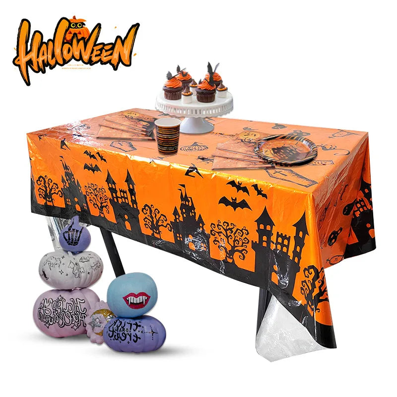 Halloween Party Decoration Rectangular Tablecloth Halloween Horror Party Supplies Bat Pumpkin Disposable Tablecloths Home Decor