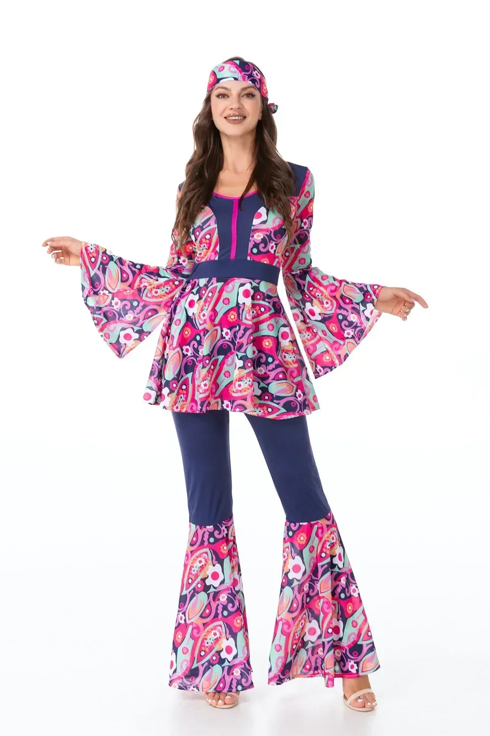 Halloween Costumes Men Women Retro 80s Hippie Costume Disco Hip-Hop Couples Cosplay Carnival Party Fancy Dress Up for Adult