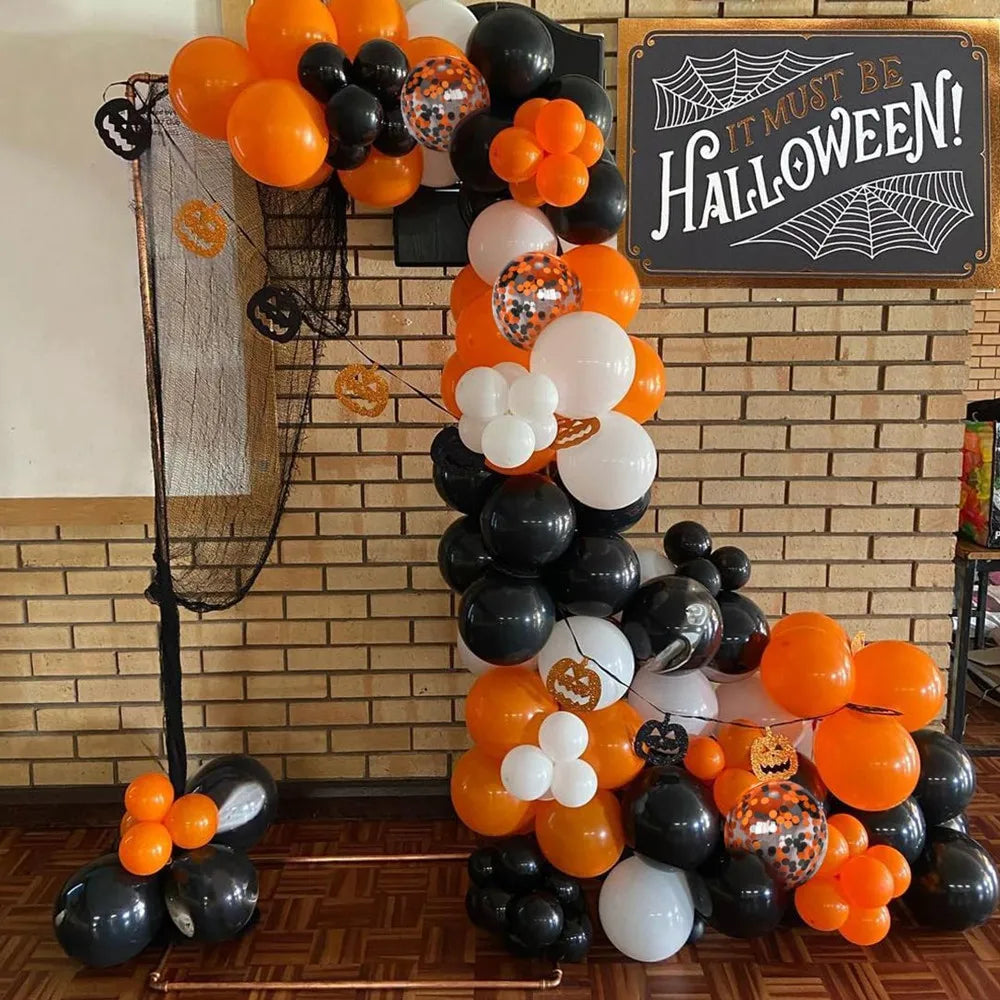 40pcs Halloween Balloons Set 10inch Black and Orange Purple Balloons for Halloween Outdoor Home Yard Backdrop Birthday Party Dec