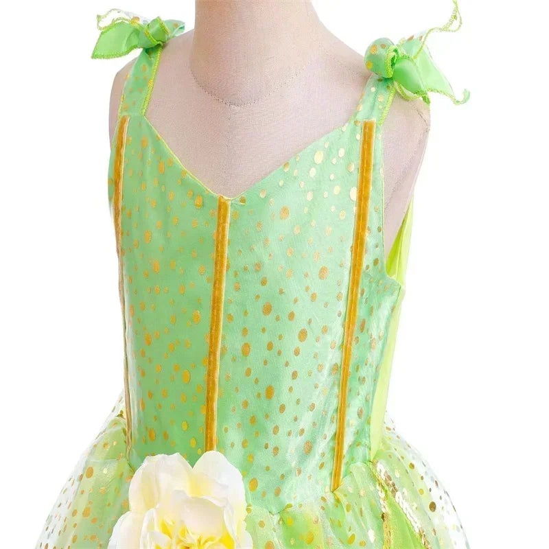 2025 Halloween New Girls Tinker Bell Costume Halloween Costume for Kids Green Tinkerbell Fancy Dress Fairy Princess Cosplay