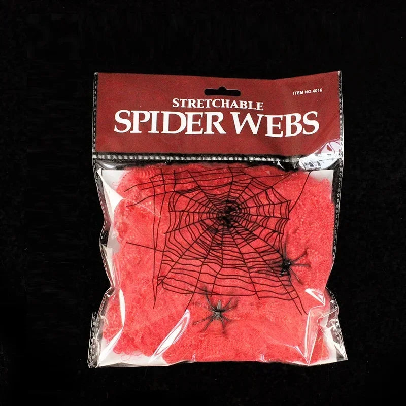 Halloween Decoration: Artificial Super Stretching Spider Web and Fake Spiders, Terrifying Party Scene Decoration
