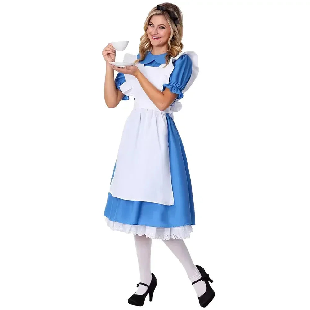 2025halloweenAlice in Wonderland Costume for Girls Kids Fantasias Maid Maid Cosplay Halloween Carnival Party Fancy Dress Up