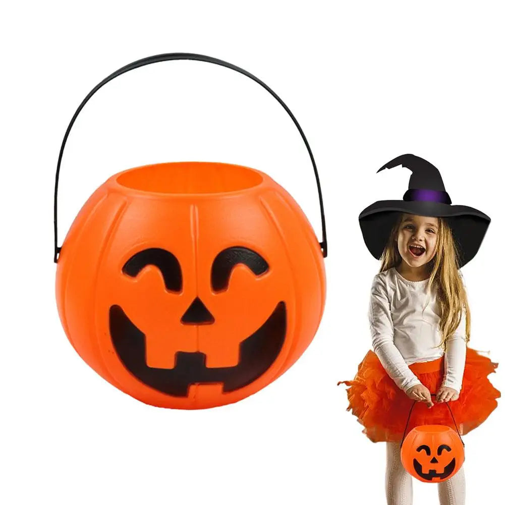Halloween Pumpkin Treat Pail Portable Jack-O-Lantern Buckets Trick Or Treat Decoration For Kids Halloween Party Favors Room Deco