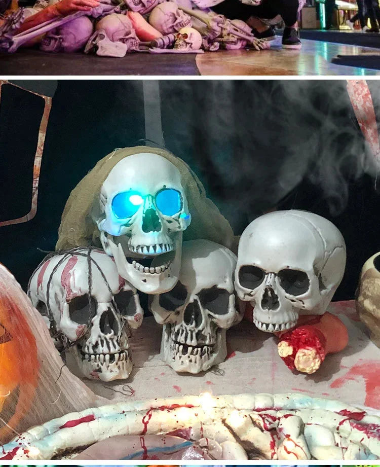 Halloween Skeleton Bones Simulation Plastic White Bone Decoration Set For Haunted House Graveyard Scene Escape Room Party Props
