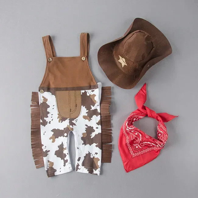 Halloween Boys Western Cowboy Costume Role Play Cartoon Toddler Jumpsuit Clothes Christmas Birthday Event Dress Up Party Stage