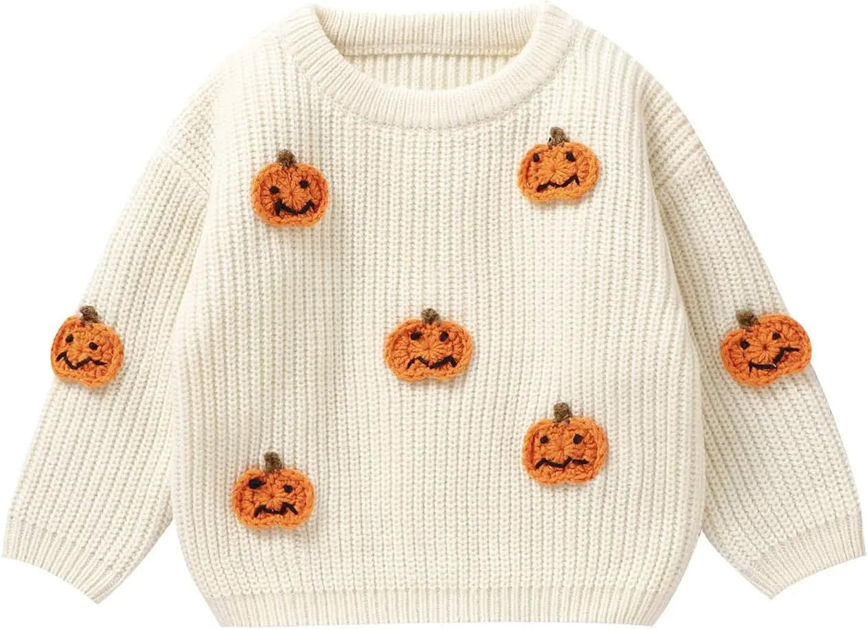 Toddler Baby Boy Girl Halloween Costumes Sweater Pumpkin Warm Pullover Sweatshirt Knitwear Knitted Fall Winter Clothes