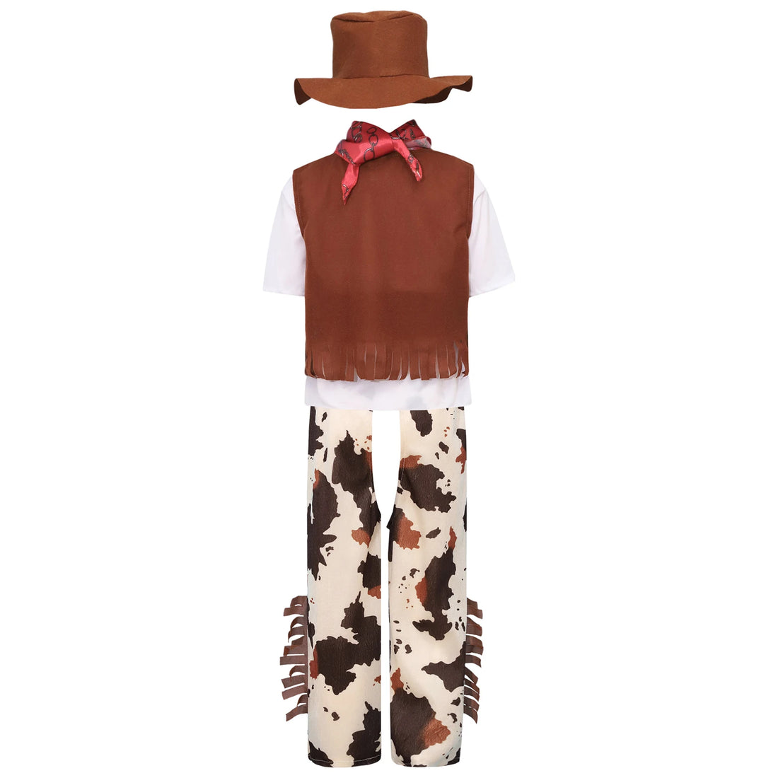 Kids Boys Halloween Western Cowboy Cosplay Costume Short Sleeve T-shirt with Pants Vest Hat Bandana Belt Set for Carnival Party