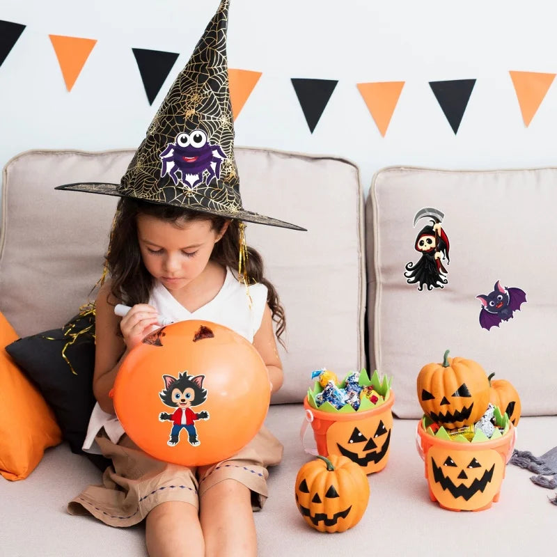 Halloween Party Games Stickers for Kids Make A Pumpkin/Skeleton/Ghost/Witch/Zombie/Mummy Face Stickers Children Party Gifts Toys