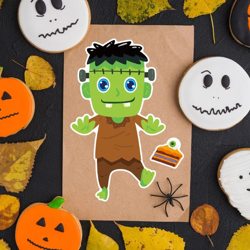 Halloween Party Games Stickers for Kids Make A Pumpkin/Skeleton/Ghost/Witch/Zombie/Mummy Face Stickers Children Party Gifts Toys