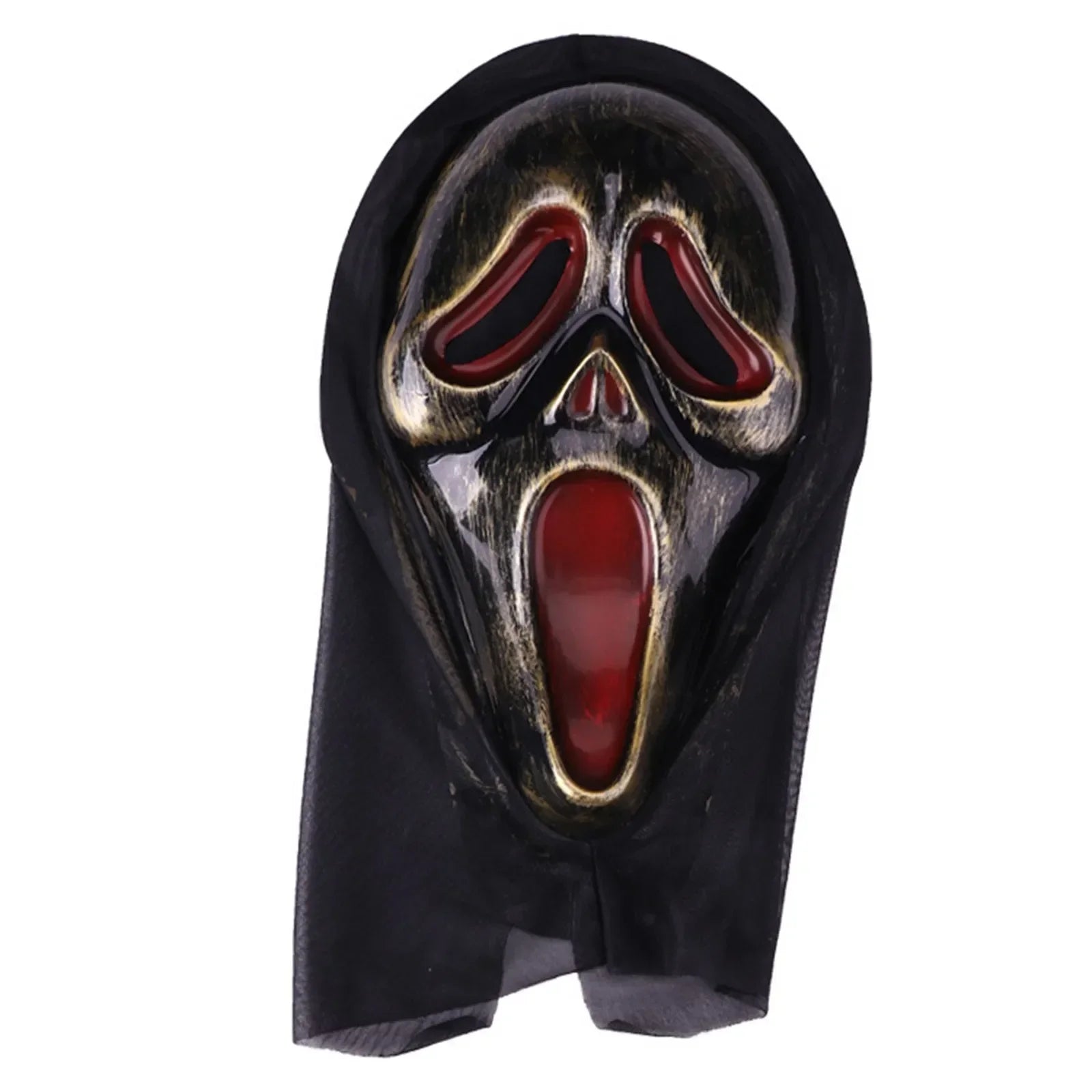 halloween decorations Mask With Shroud, Halloween Scream Mask Full Head Masks Scary Masks Party Horror Costume Accessory