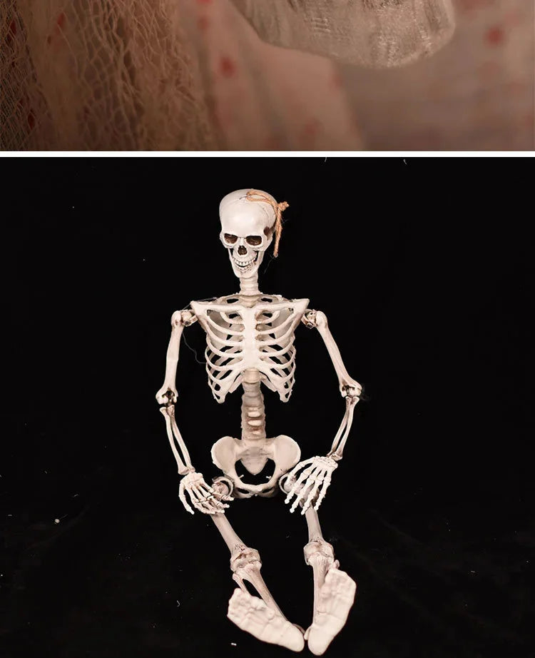 Halloween Skeleton Bones Simulation Plastic White Bone Decoration Set For Haunted House Graveyard Scene Escape Room Party Props