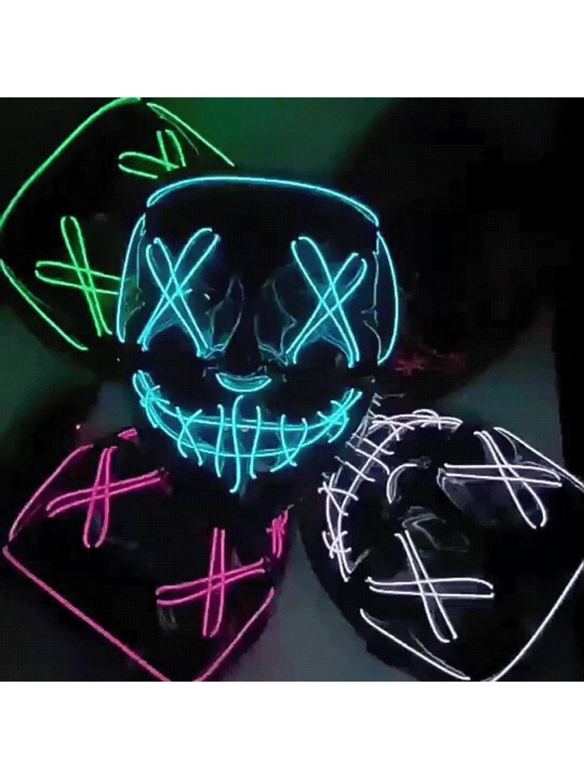 Halloween Masks of Terror Led Face Light Mask Scary Scream Bright Mask for Carnival Halloween Costumes for Men Glow in The Dark