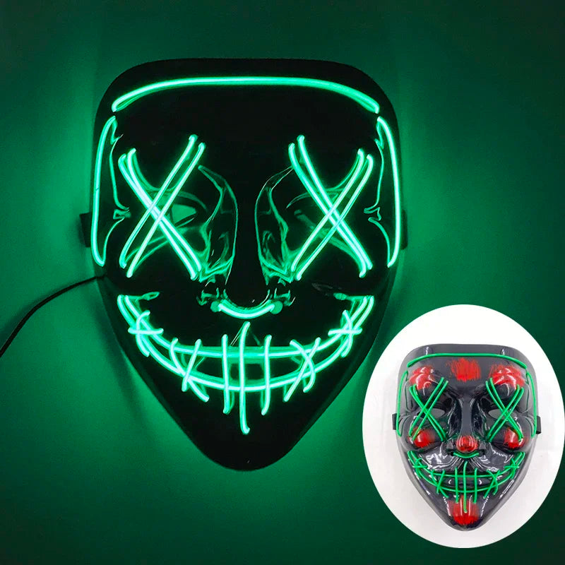 Halloween Masks of Terror Led Face Light Mask Scary Scream Bright Mask for Carnival Halloween Costumes for Men Glow in The Dark