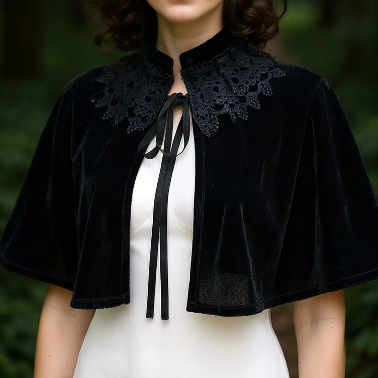Halloween Costume Cosplay Party Larp Costume Black Cape Mantle Coat Wicca Robe Medieval Victorian Gown Elegant Costumes Adult