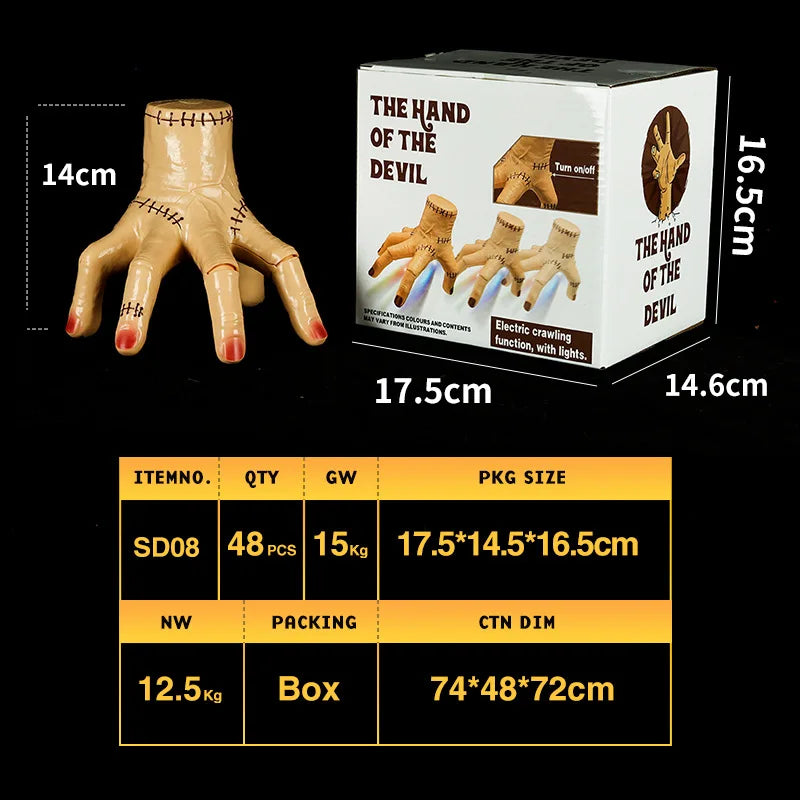 Halloween crawling with broken hands, funny lights and music, simulating hand pranks and Pumpkin Ghost Thriller party shock toys