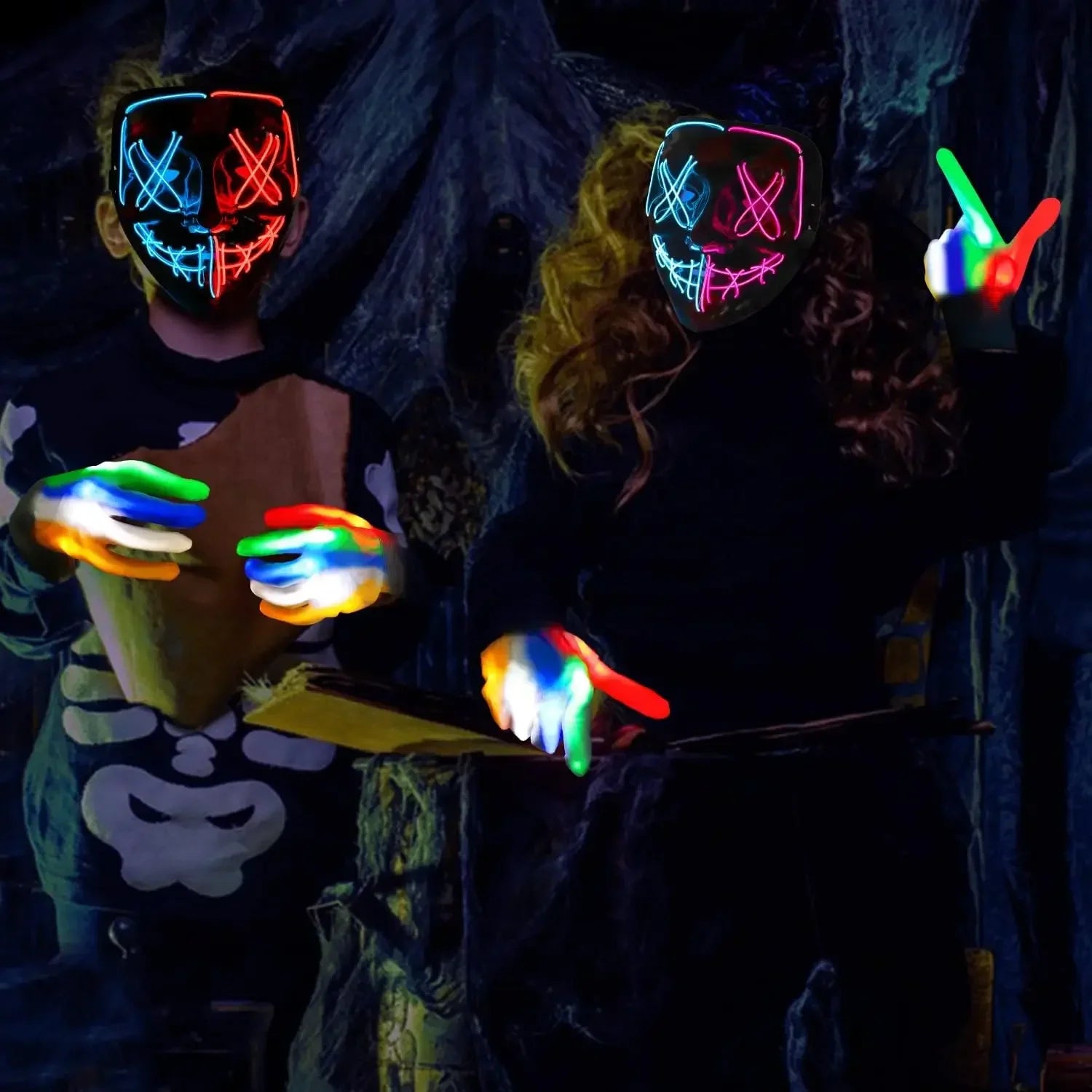 Halloween Masks of Terror Led Face Light Mask Scary Scream Bright Mask for Carnival Halloween Costumes for Men Glow in The Dark