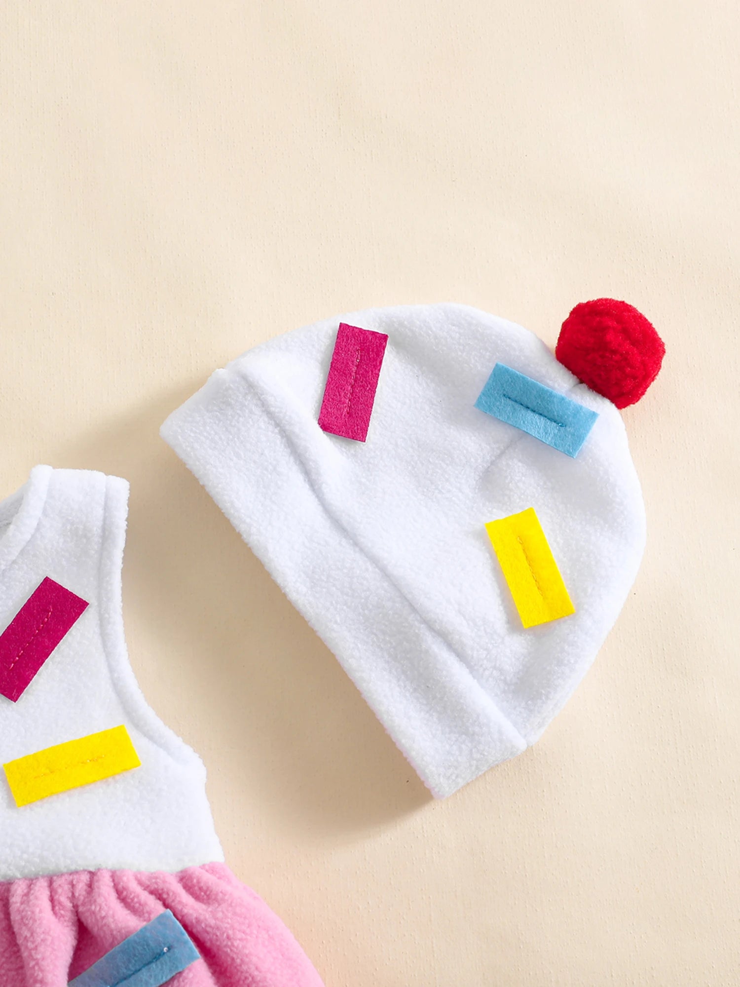 Toddler Baby Ice Cream Costume Dress and Cap 2 Pcs Set Cute Cupcake Costume for Halloween Party