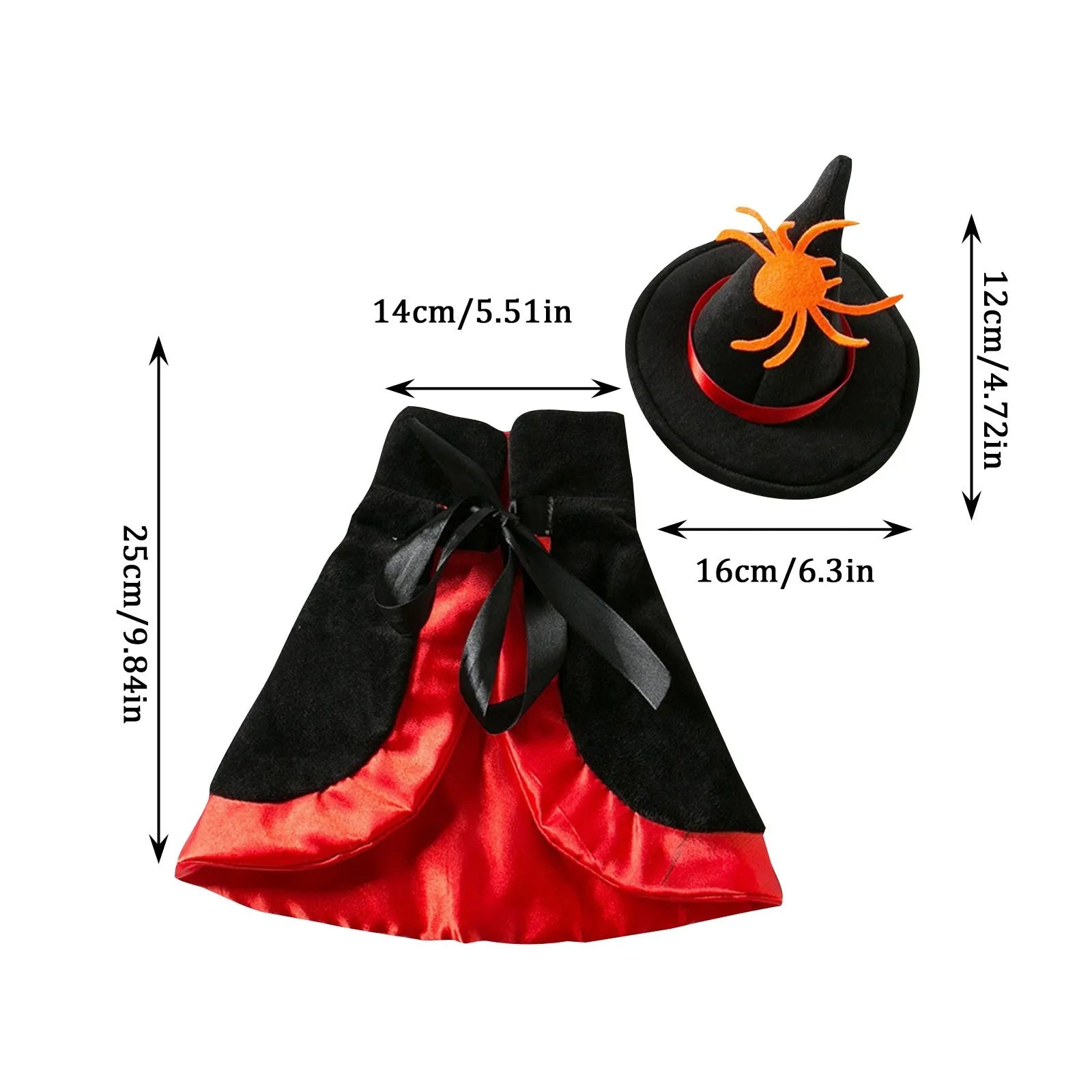Halloween Pet Costume With Witch Hat Small Dog Cat Party Cosplay Cloak Pet Clothes Accessories Photo Prop Festival Suit