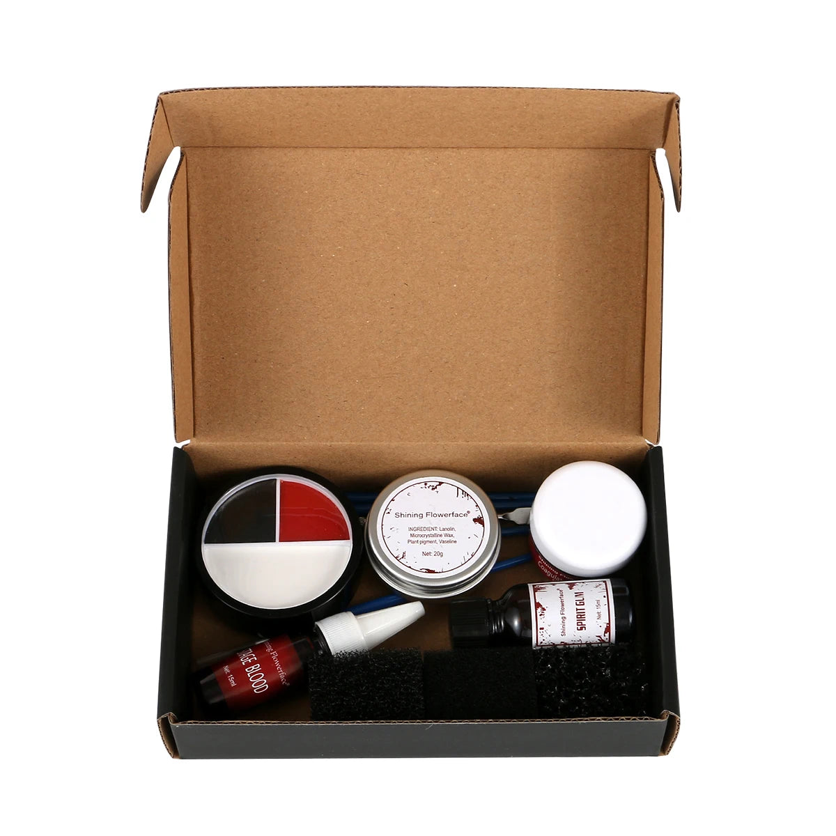 Halloween SFX Makeup Kit Scar Wax Special Effect Makeup,Face Body Paint， Spirit Gum，Sponges，Spatula，Fake Blood