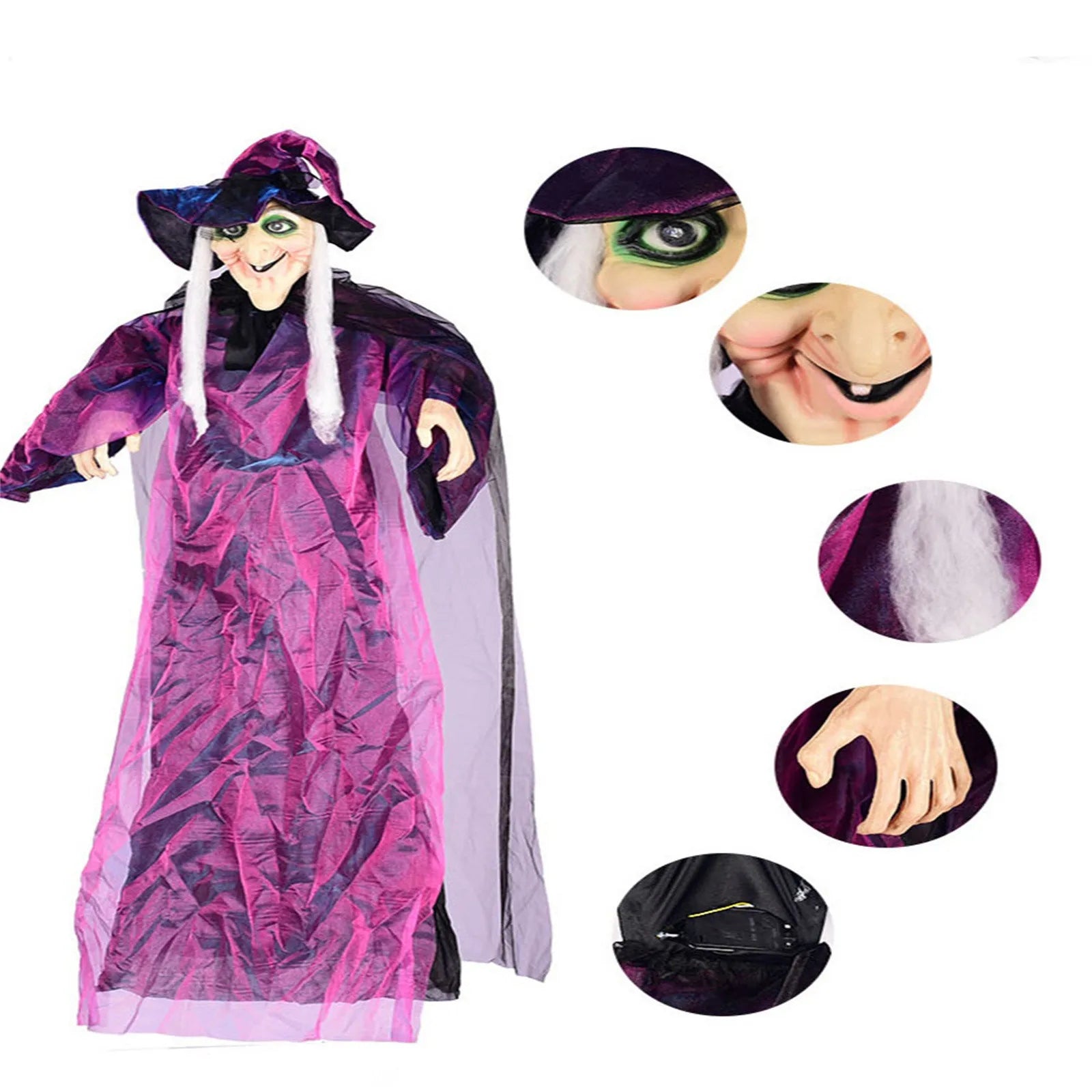Halloween Decoration Voice Control Witch Large Hanging Luminous Soundmaking Bar House Horror Decor Scary Haunted House Props