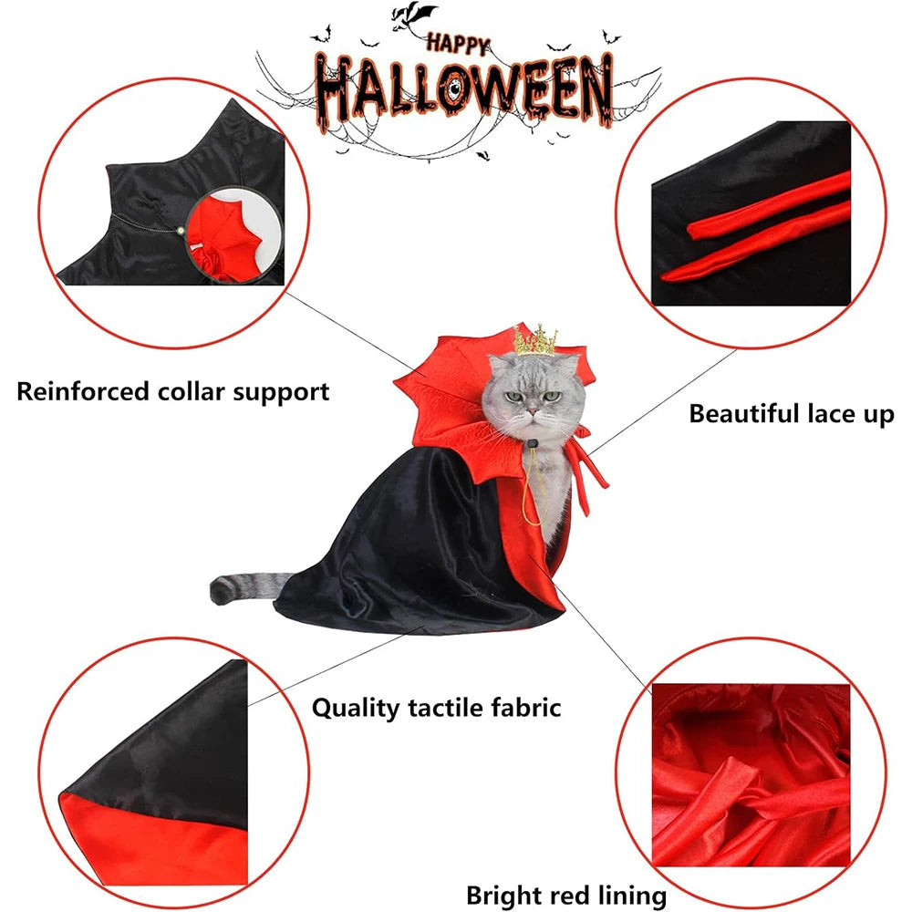 Halloween Pet  Cosplay Vampire Costumes for Small Cats Dogs  Cape Kitten Puppy Dress Kawaii Clothes Holiday Photo Props Gift