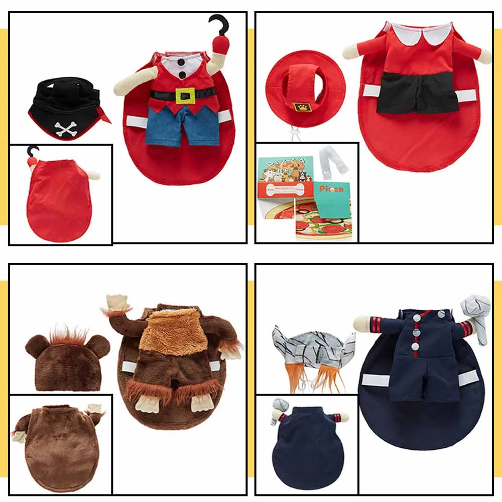 Halloween Pet Costume With Hat Dogs And Cat Cute & Funny Dress-Up Outfit For Party Cosplay Holiday Photos Puppy Kitten Clothing