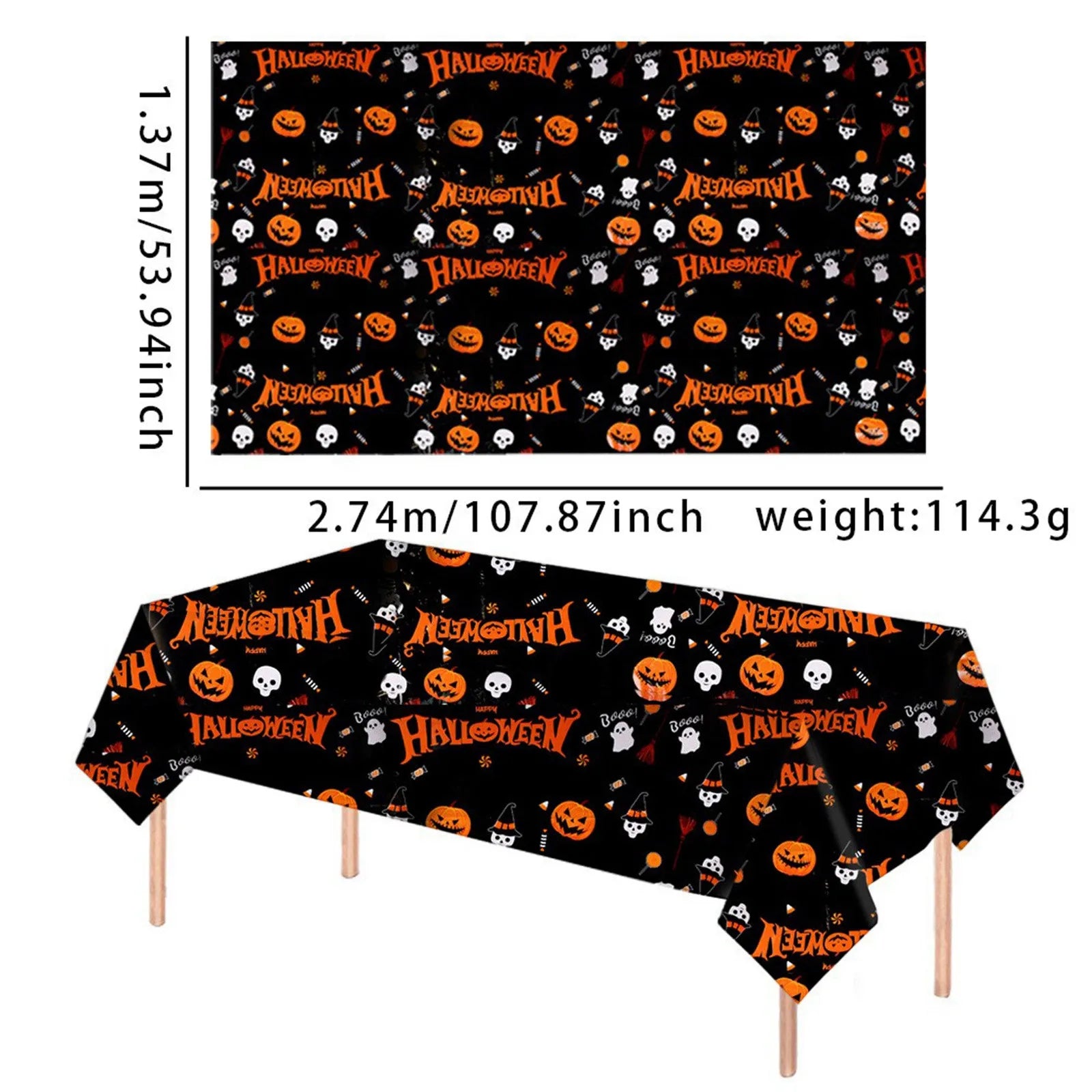 Halloween Portable Decorative Tablecloth Waterproof Table Decor Festival Party Tablecloth Supply Halloween Theme Decor Prop