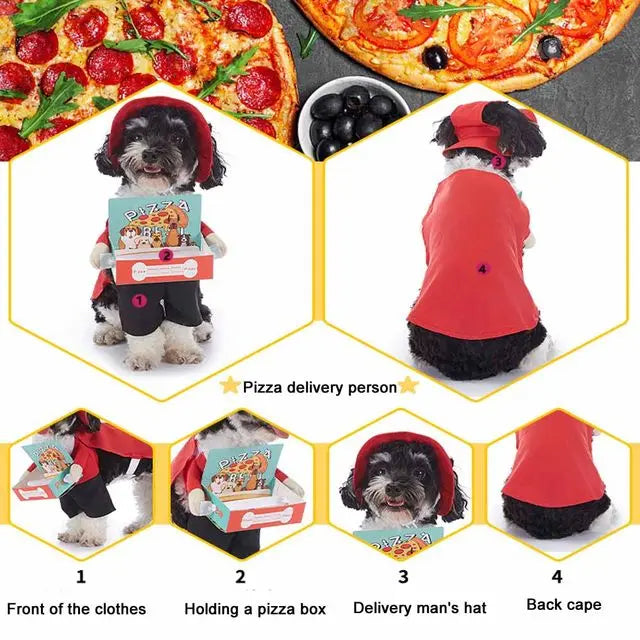 Halloween Pet Costume With Hat Dogs And Cat Cute & Funny Dress-Up Outfit For Party Cosplay Holiday Photos Puppy Kitten Clothing
