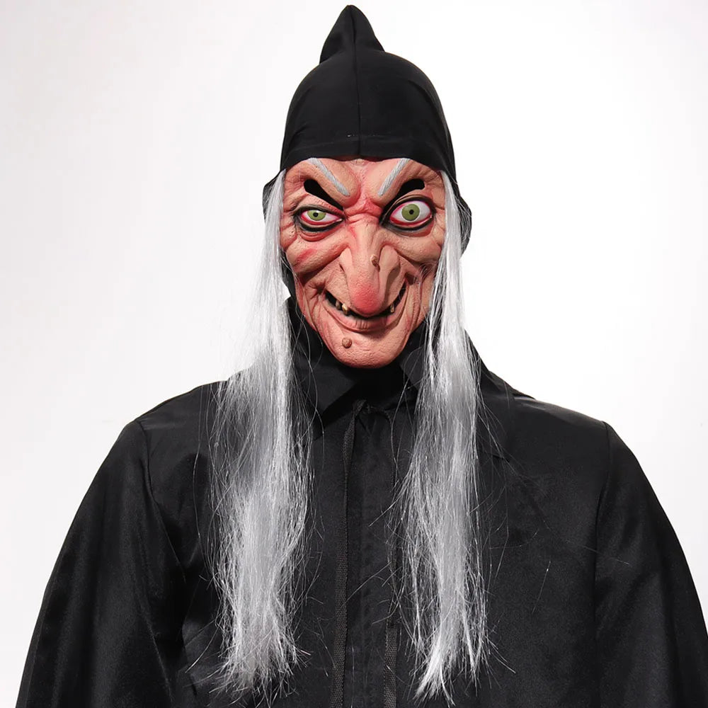 Halloween Horror Witch Mask Cosplay Ghost Face Joker Sorceress Old Nana Grandma Latex Helmet Haunted House Party Costume Props