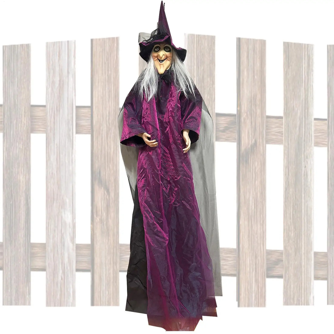 Halloween Sound Activated Light-up Witch Hanging Ghost Scary Props for Haunted House Bar Secret Room Outdoor Yard Garden Party