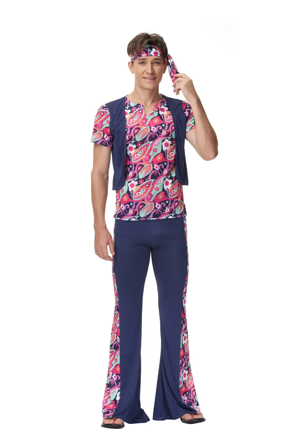 Halloween Costumes Men Women Retro 80s Hippie Costume Disco Hip-Hop Couples Cosplay Carnival Party Fancy Dress Up for Adult