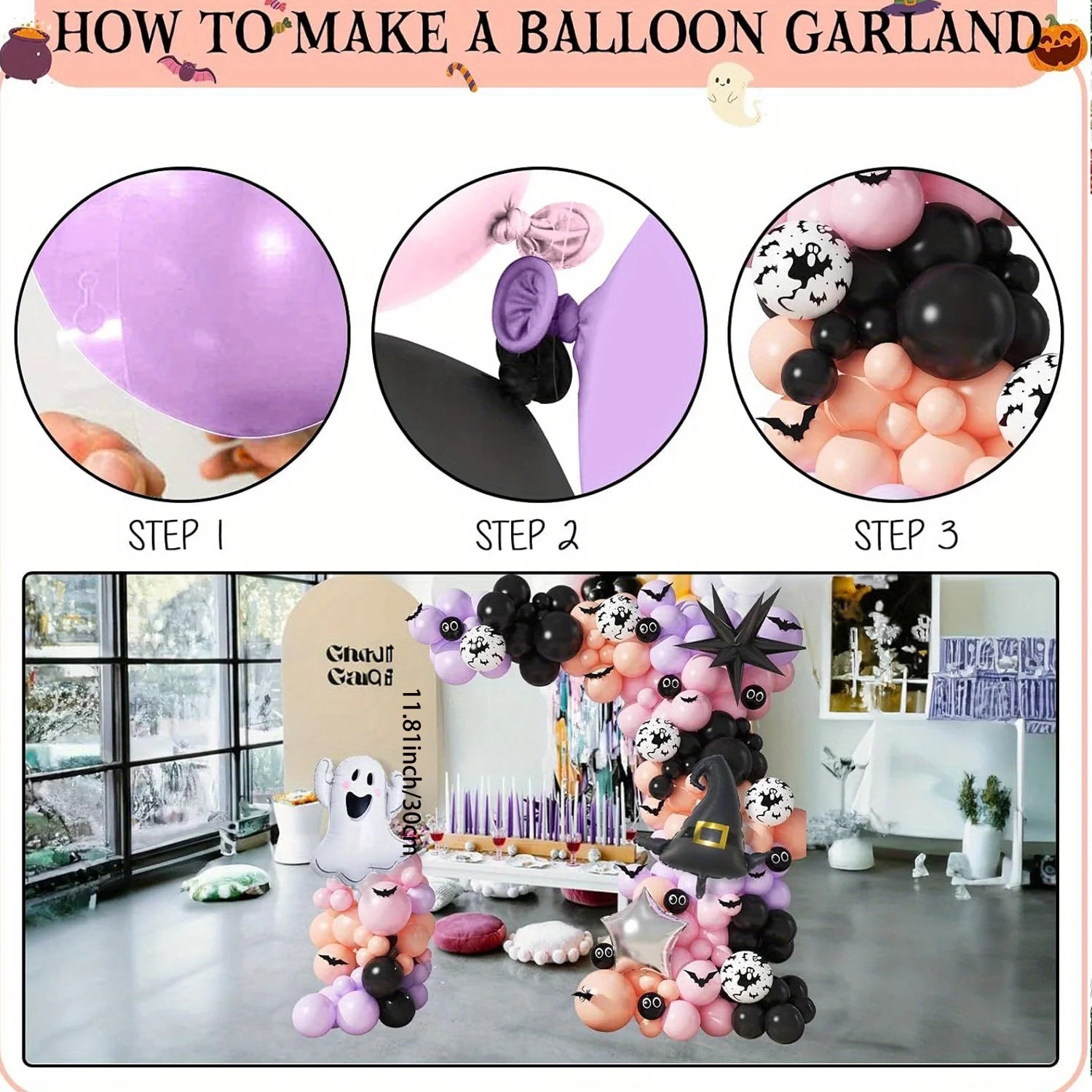 113pcs Halloween Balloon Arch Set for Halloween Party Birthday Party Home Decoration and Indoor and Outdoor Theme Party