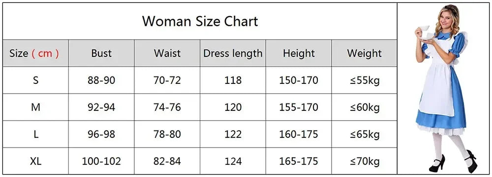 2025halloweenAlice in Wonderland Costume for Girls Kids Fantasias Maid Maid Cosplay Halloween Carnival Party Fancy Dress Up