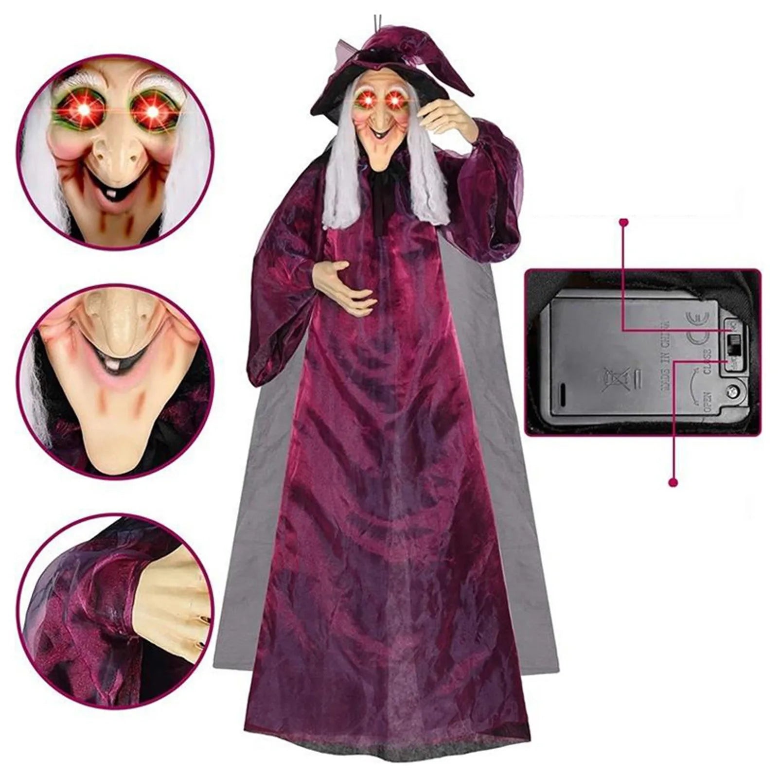 Halloween Decoration Voice Control Witch Large Hanging Luminous Soundmaking Bar House Horror Decor Scary Haunted House Props