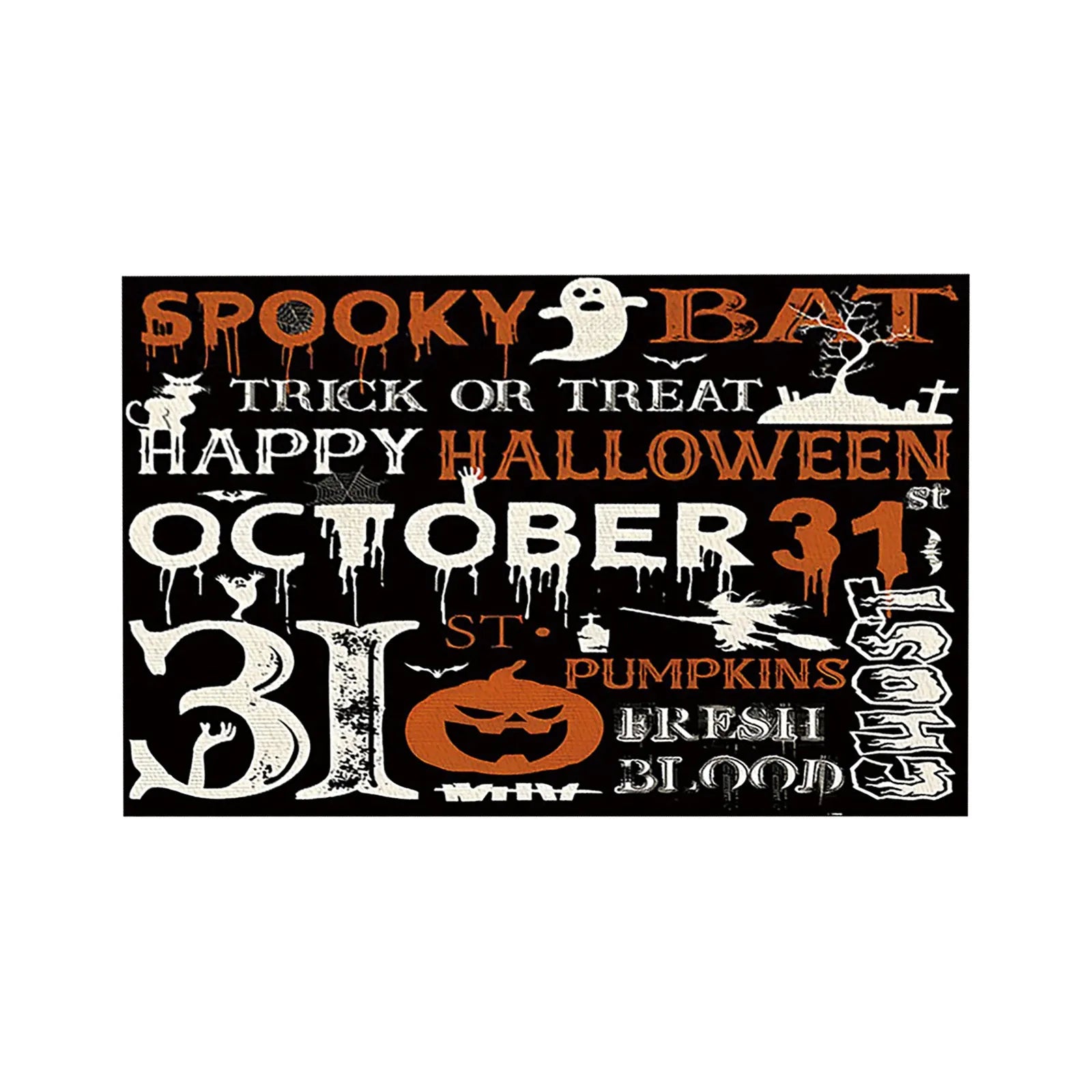 Halloween Table Placemats Linen Ghost Festival Atmosphere Table Mat Bat Pumpkin Spider Web Dining Table Decorations