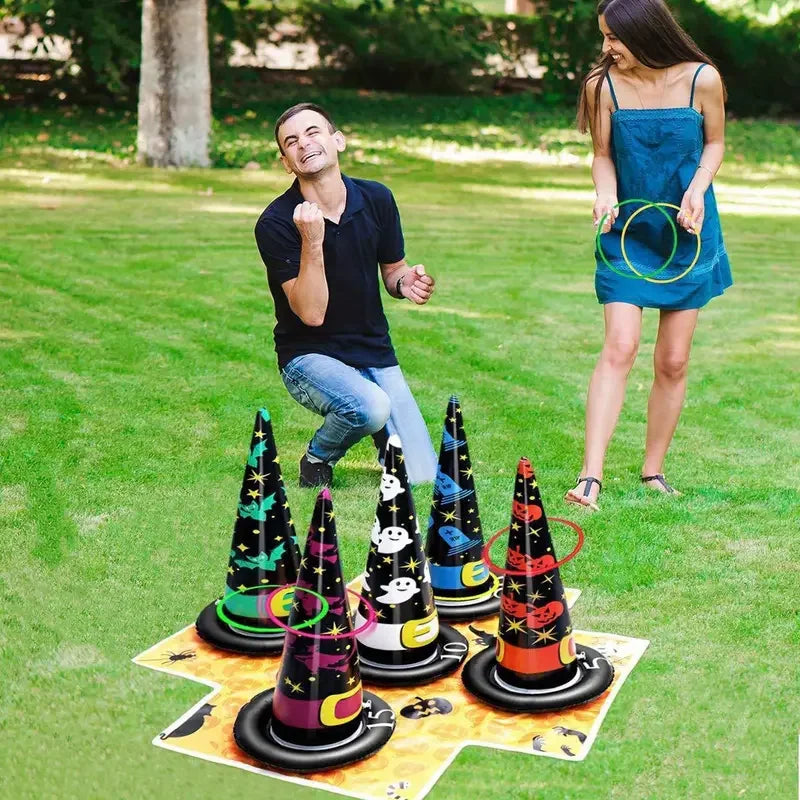 Halloween ring toss game set with inflatable witch hat - the perfect choice for indoor and outdoor parties