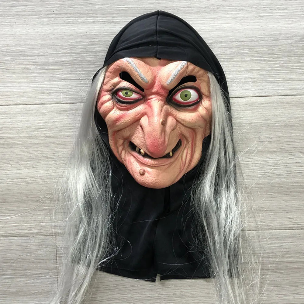 Halloween Horror Witch Mask Cosplay Ghost Face Joker Sorceress Old Nana Grandma Latex Helmet Haunted House Party Costume Props
