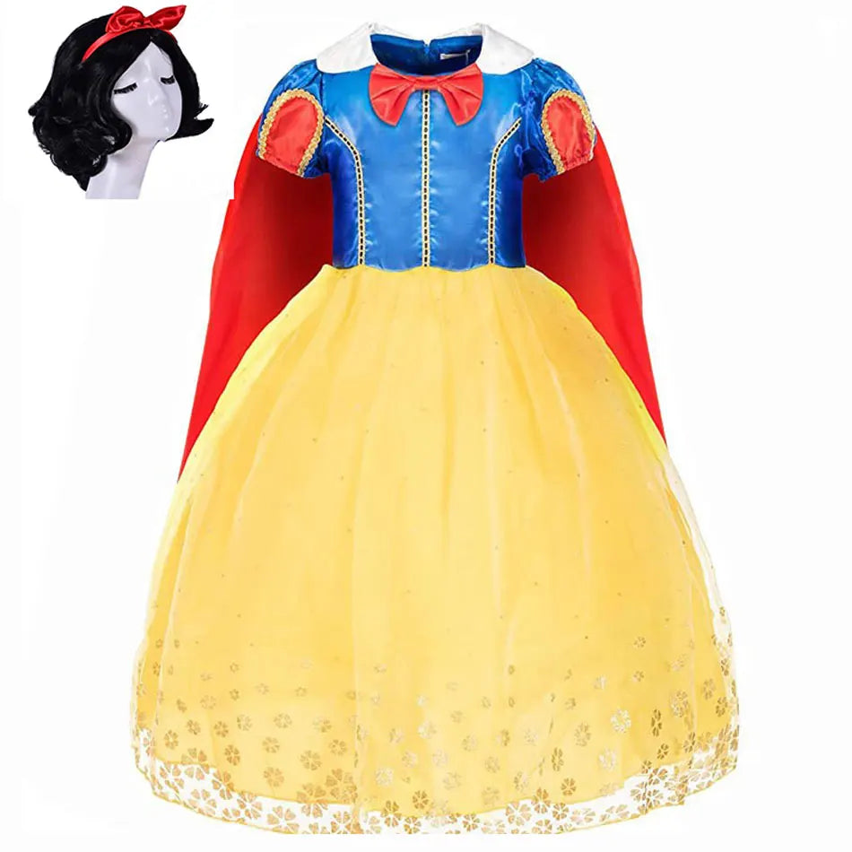 Halloween Costume for Kids New Girls Snow White Vestidos Infantil Menina  Red Cape Mesh Puff Outfits Children's Party Dress